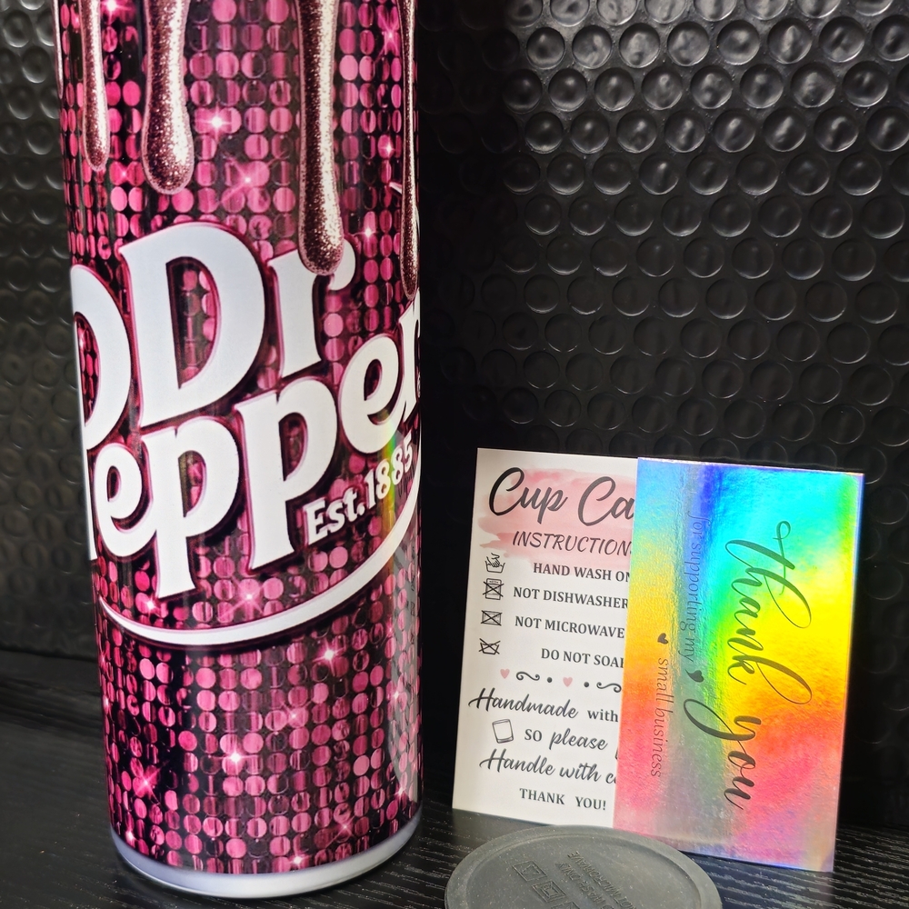 Dr Pepper Pink Sequin Design Can